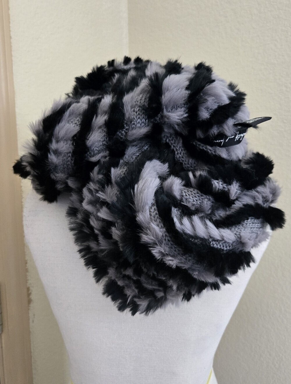 Vintage Older Label Elizabeth and James Rabbit Fur Infinity Scarf